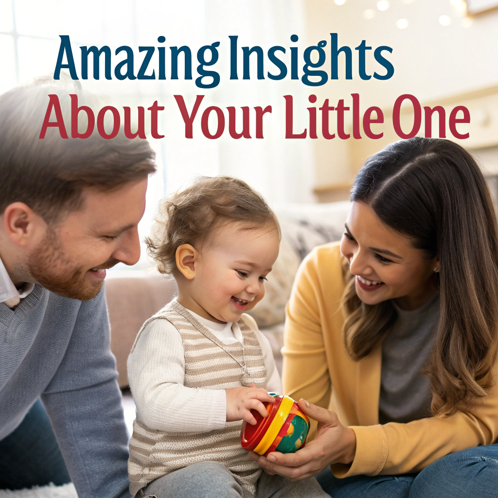 A happy family with a mother, father, and toddler playing together indoors, smiling and engaging with a colorful toy.